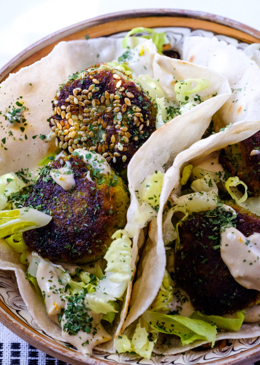 Falafel Three Way with Cauliflower, Sunchokes and Parsnip