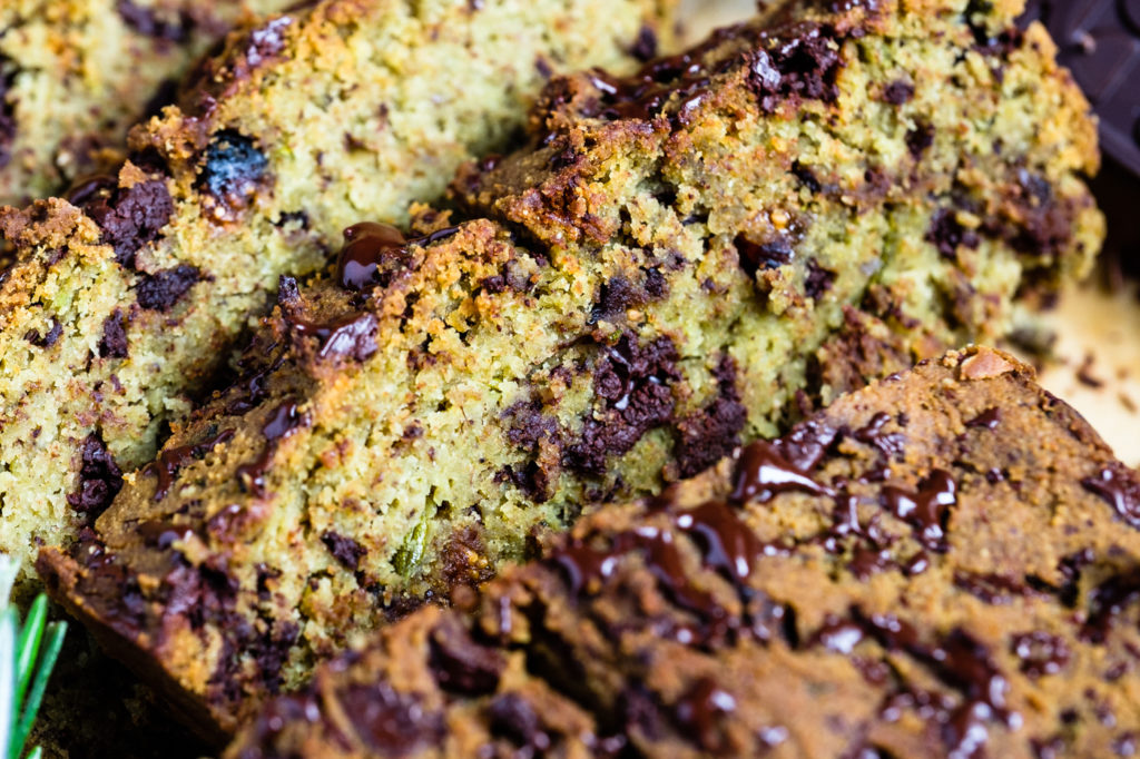 Sliced rosemary chocolate bread