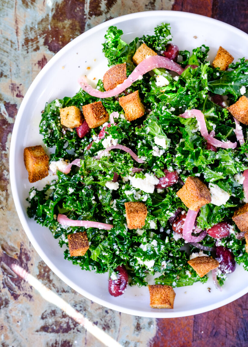 Easy Almond Ricotta and Kale Salad