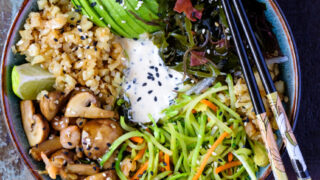 Cauliflower Rice and Seaweed Vegetable Poke Bowl