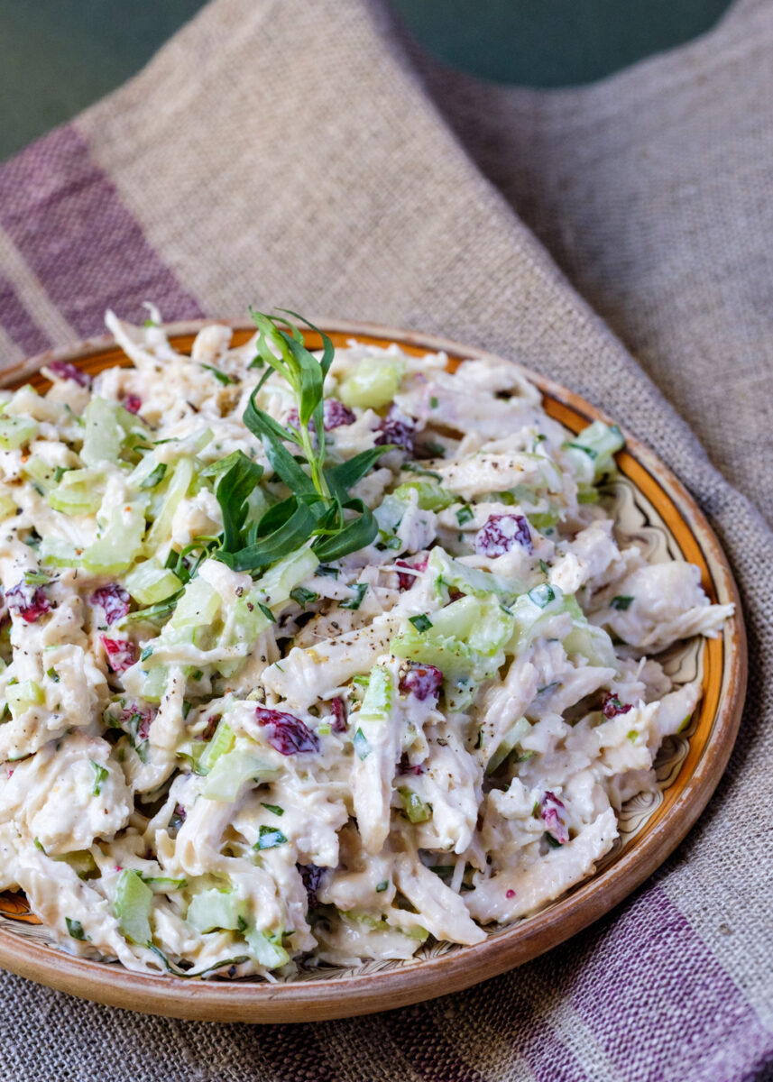 Tarragon Chicken Salad with Cranberries and Avocado Mayonnaise