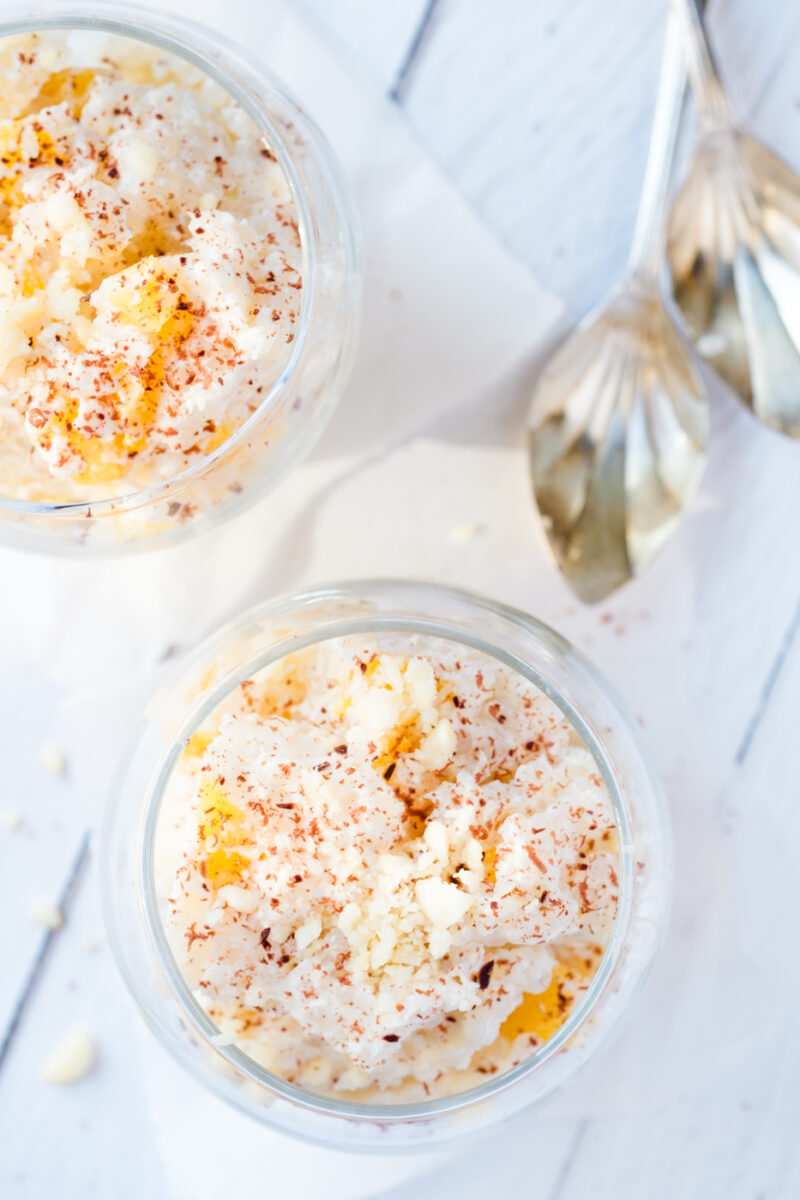 Miracle Rice Pudding With Macadamia Milk and Texas Peaches