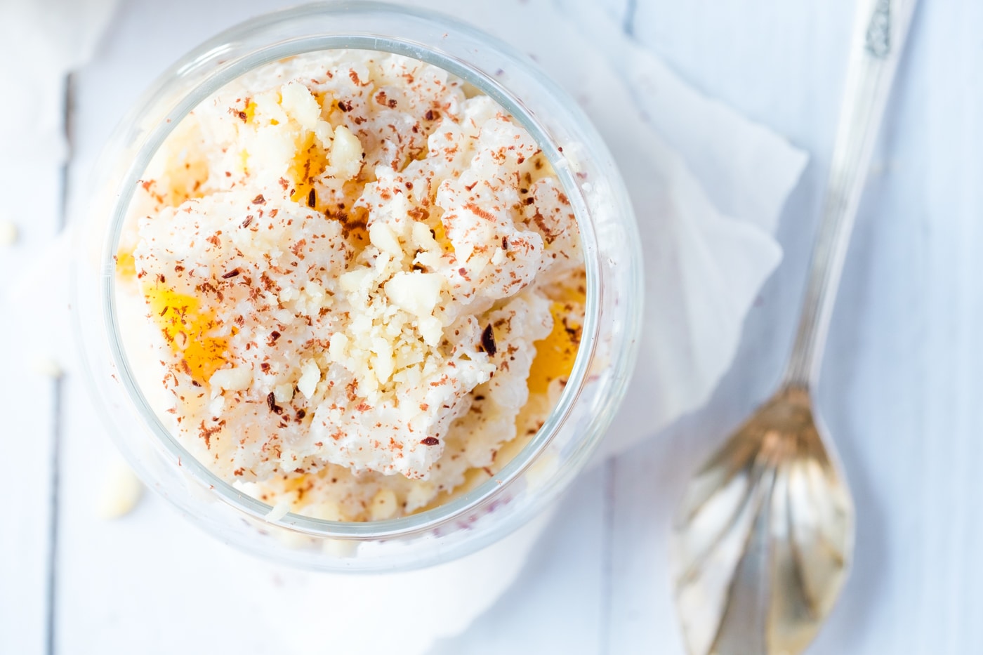 Miracle Rice Pudding With Macadamia Milk and Texas Peaches