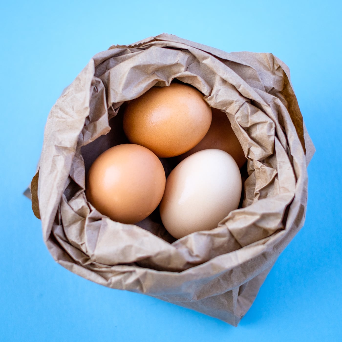 A paper bag with hardboiled eggs