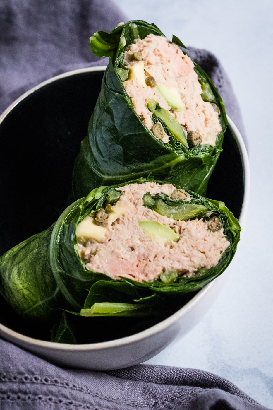 Collard green wrap with tuna salad