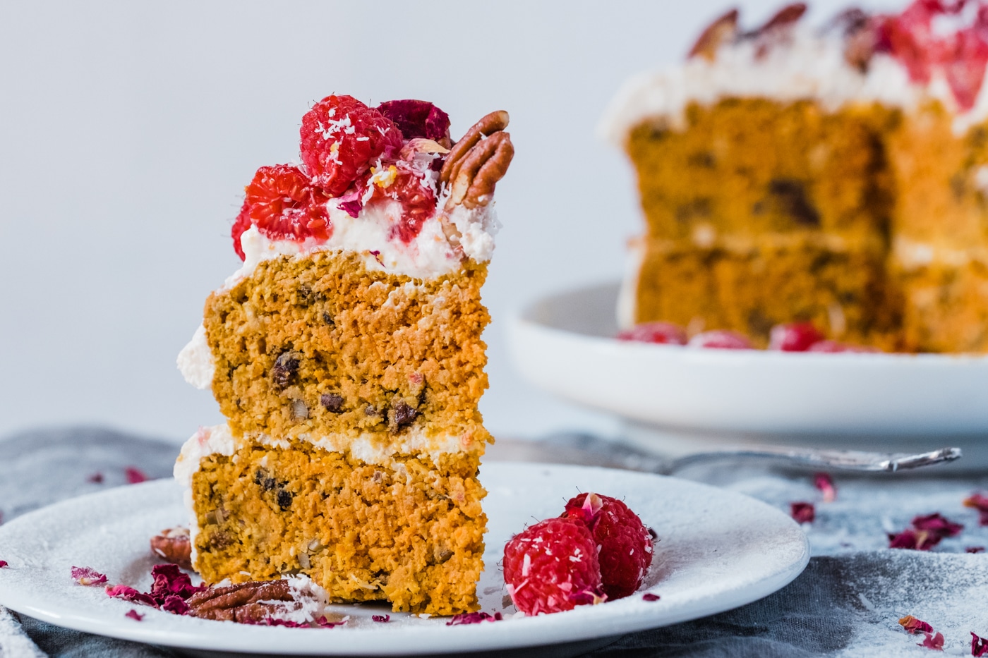 The happy birthday carrot cake served on a plate