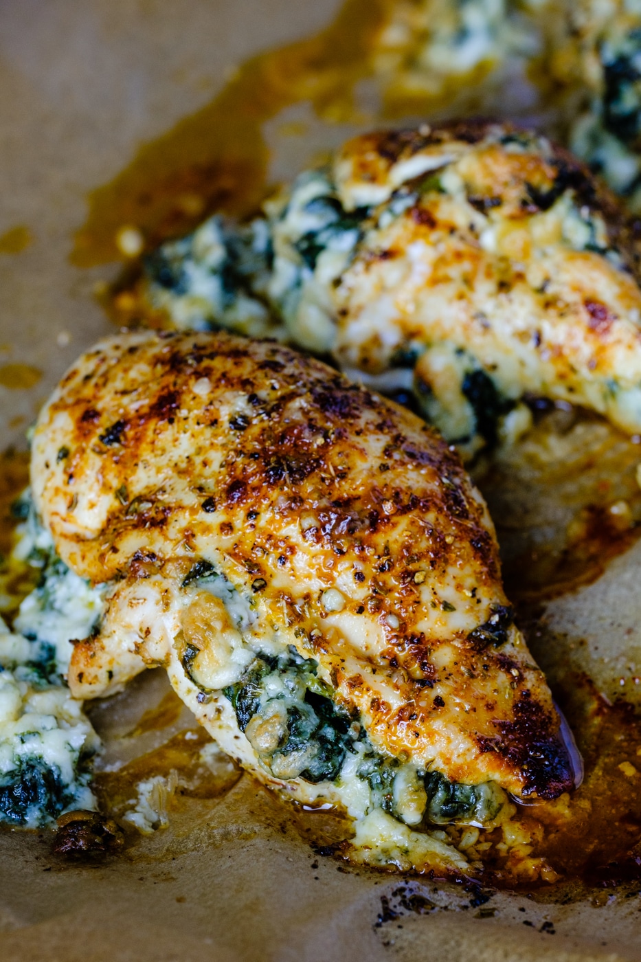 The stuffed chicken breast looks delicious