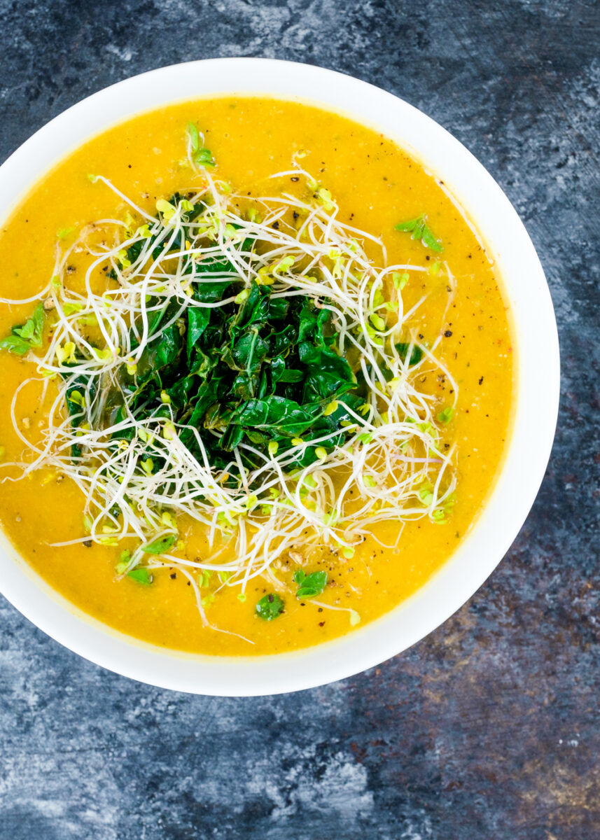 Healing Vegetable Soup with Kale and Broccoli Sprouts