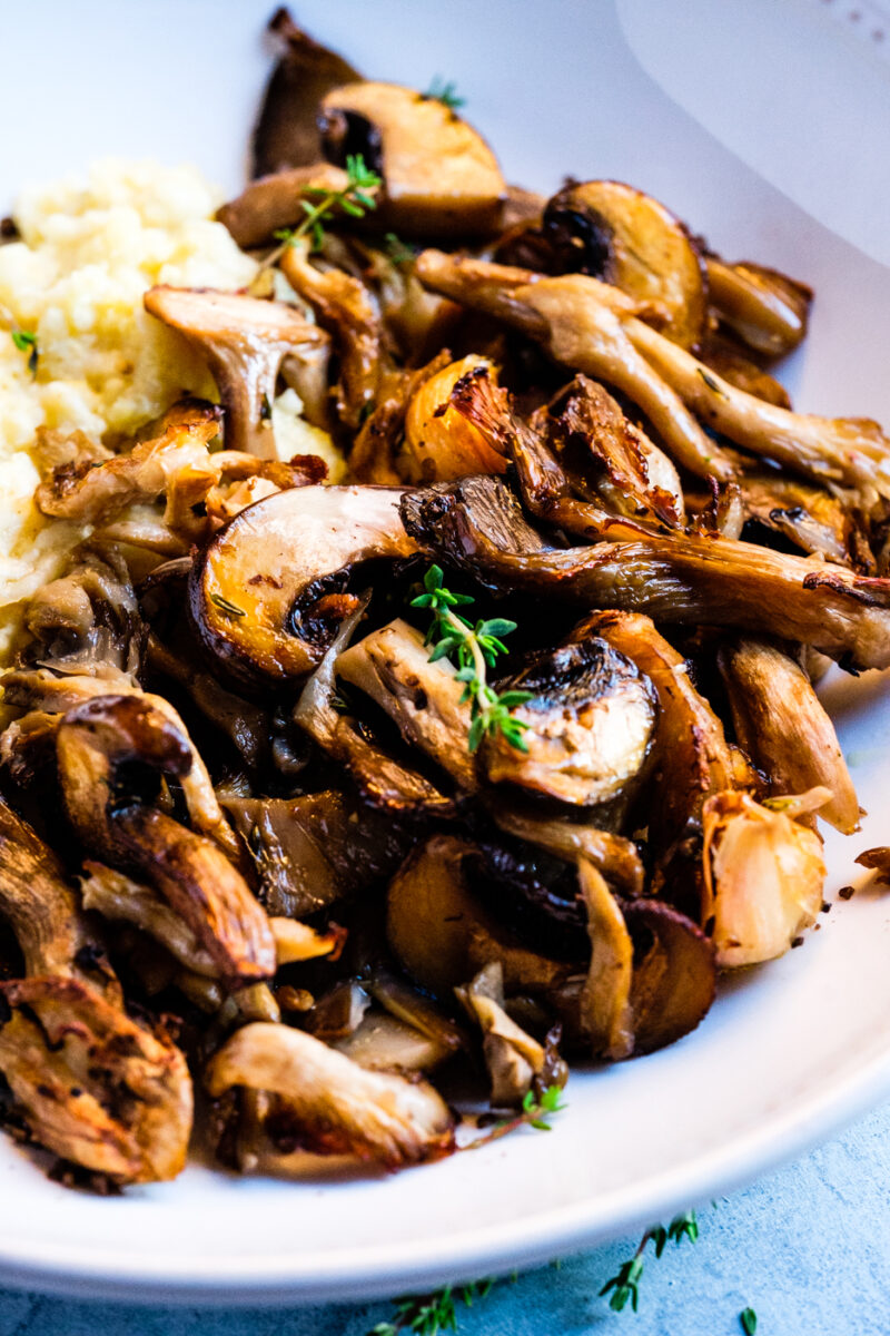 Thyme Roasted Mushrooms with Millet Polenta