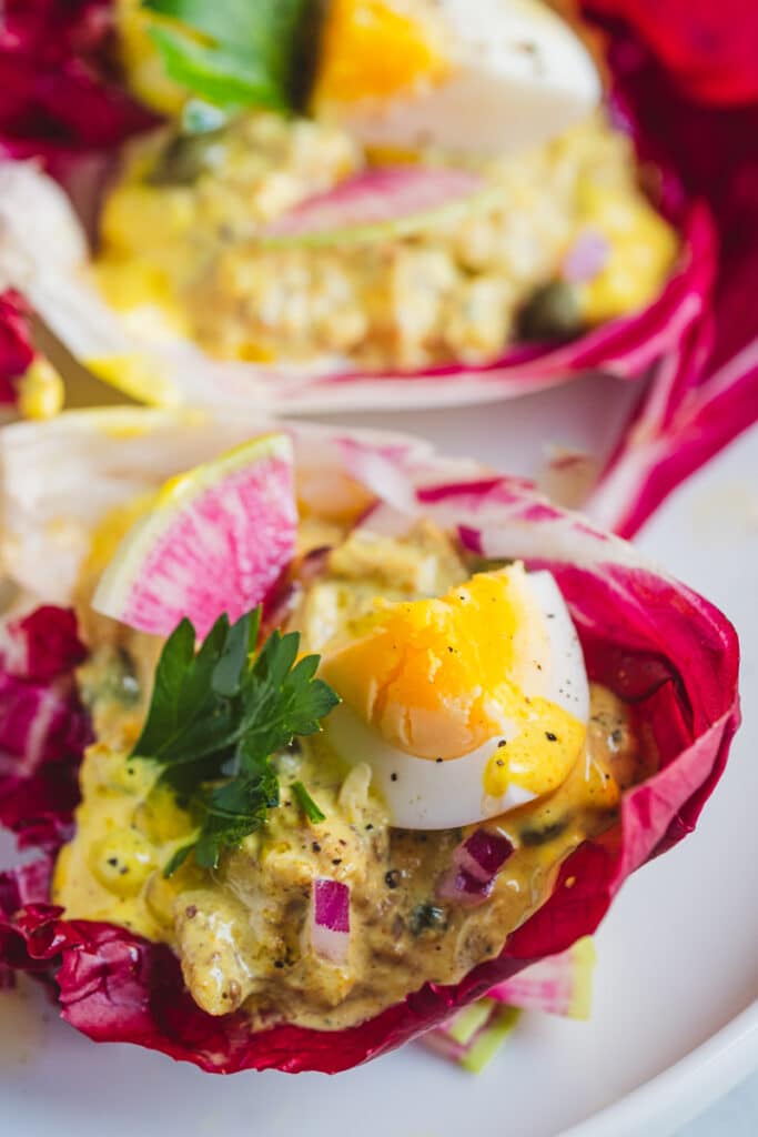 curried sardines in radicchio cups