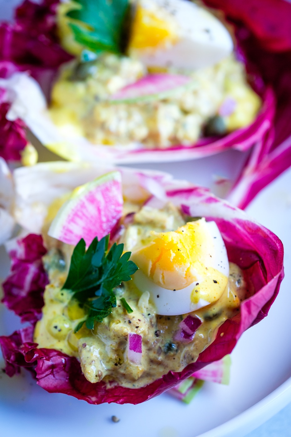 Curried Sardines in Radicchio Cups. They look delicious.