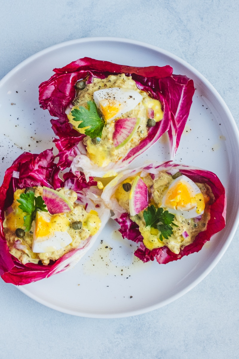 curried sardines in radicchio cups