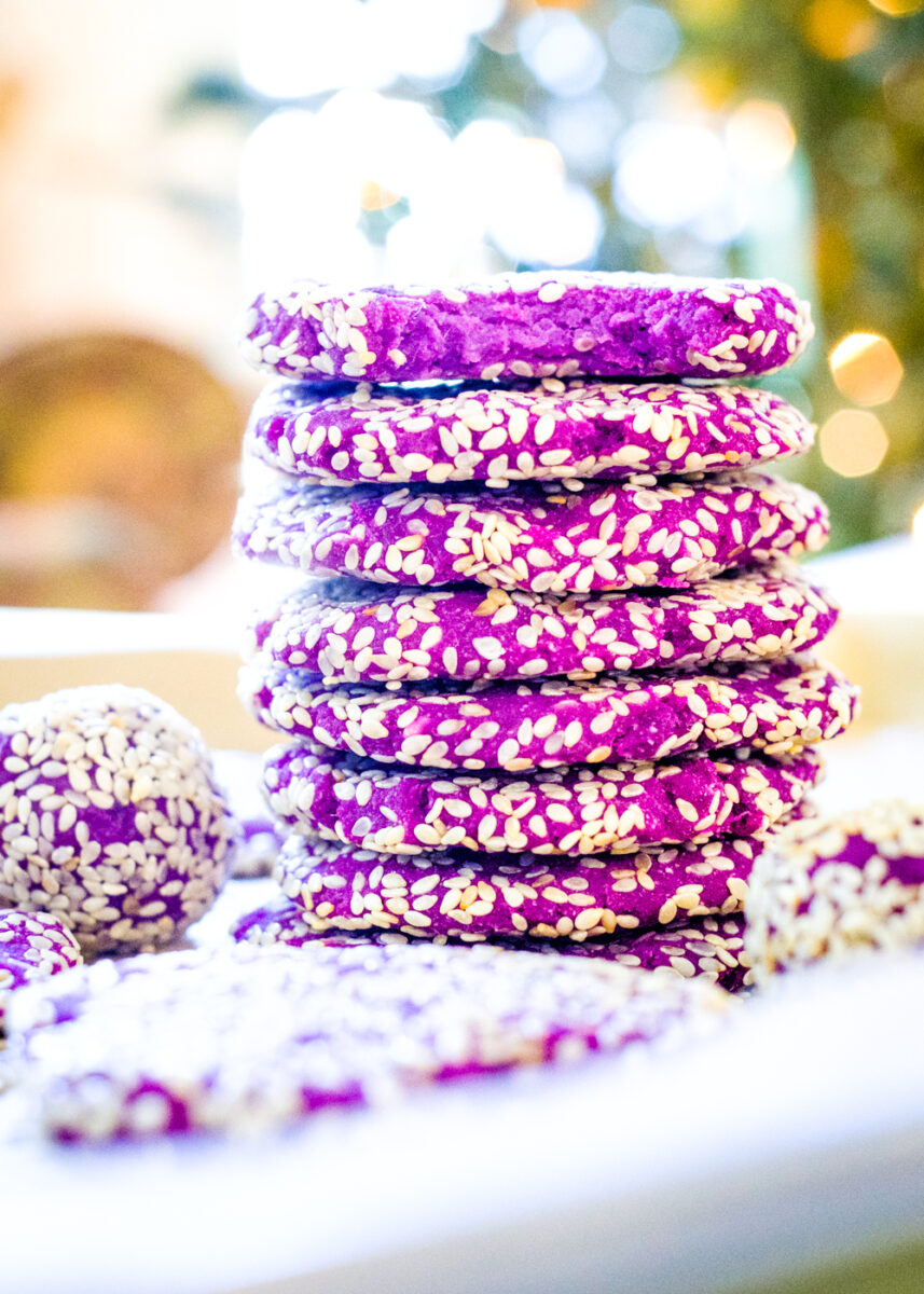 Soft Purple Sweet Potato Cookies with Tahini