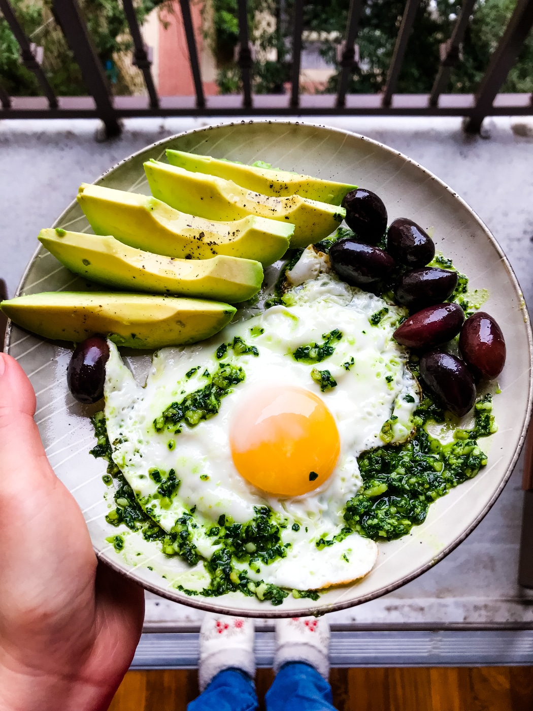 Lacinato kale pesto on a fried egg. The perfect breakfast.