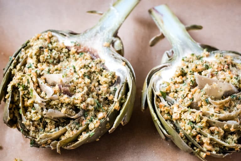 Baked Artichokes with Hazelnuts and Olive Pesto Creative in My Kitchen