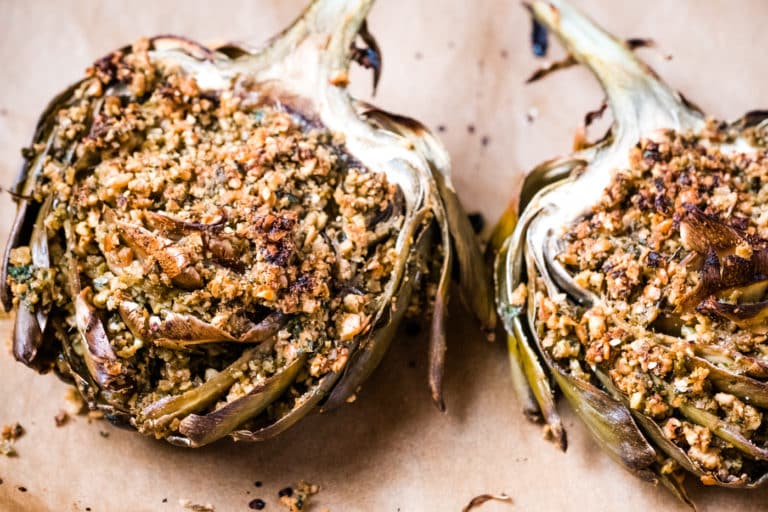 Baked Artichokes with Hazelnuts and Olive Pesto Creative in My Kitchen