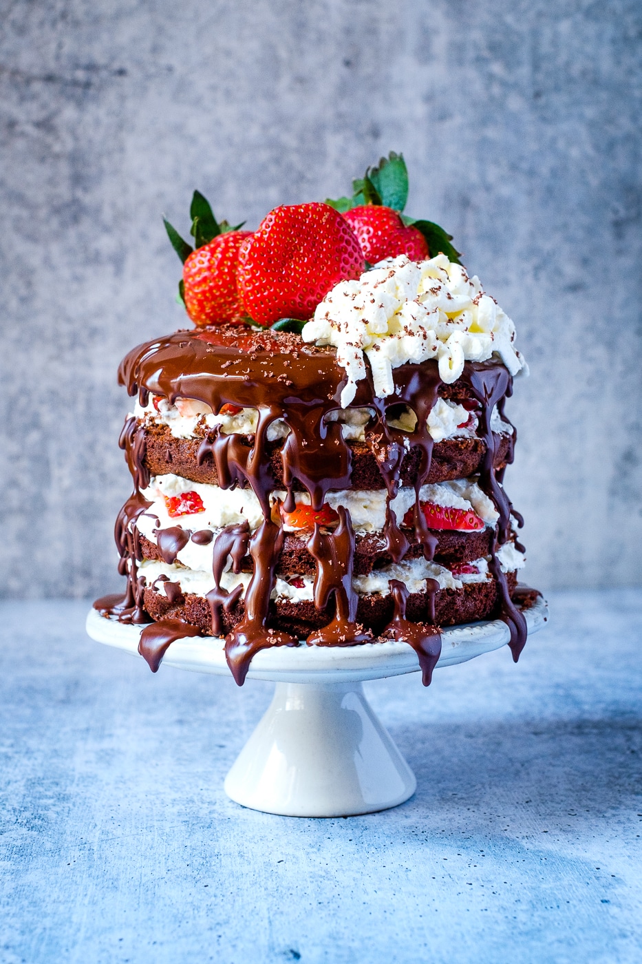 Chocolate Strawberry Cake | Delicious idea for a homemade chocolate cake  with chocolate creamed frosting and strawberries just for you!