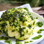 Whole Roasted Cauliflower with Pesto