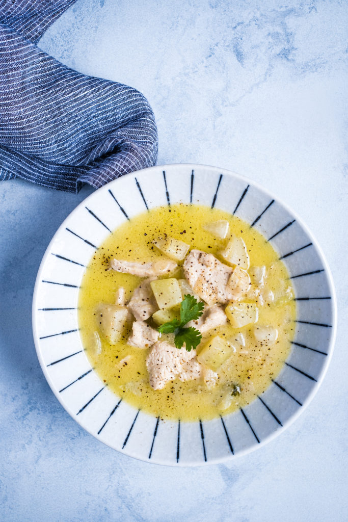 Kohlrabi Chicken Soup with Lemongrass and Ginger