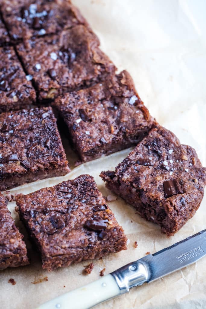 Adzuki bean brownies in the baking pan