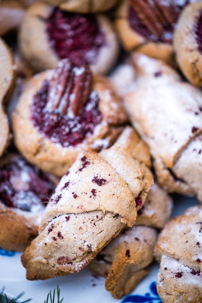 Thumbprint and rugelach cookies