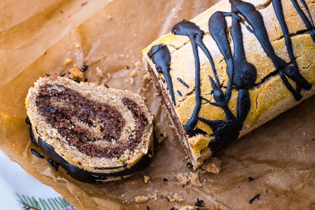 Christmas pinwheel sweetbread with chocolate