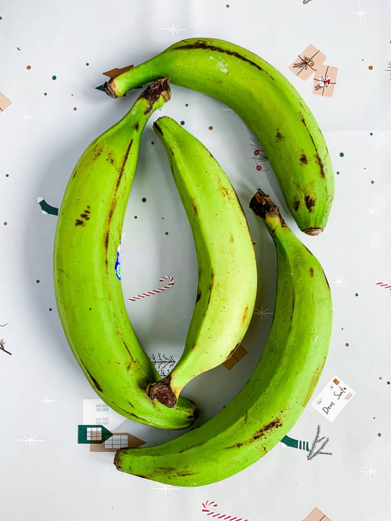 Green plantains on the table