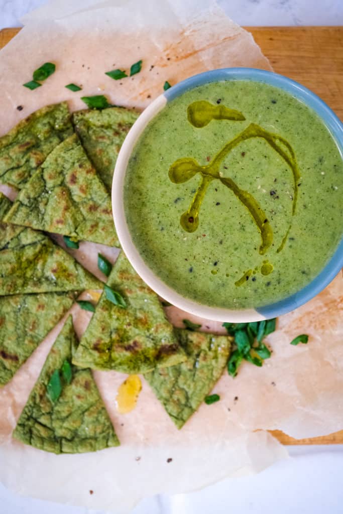 Green cassava flour tortillas served with my nettle soup