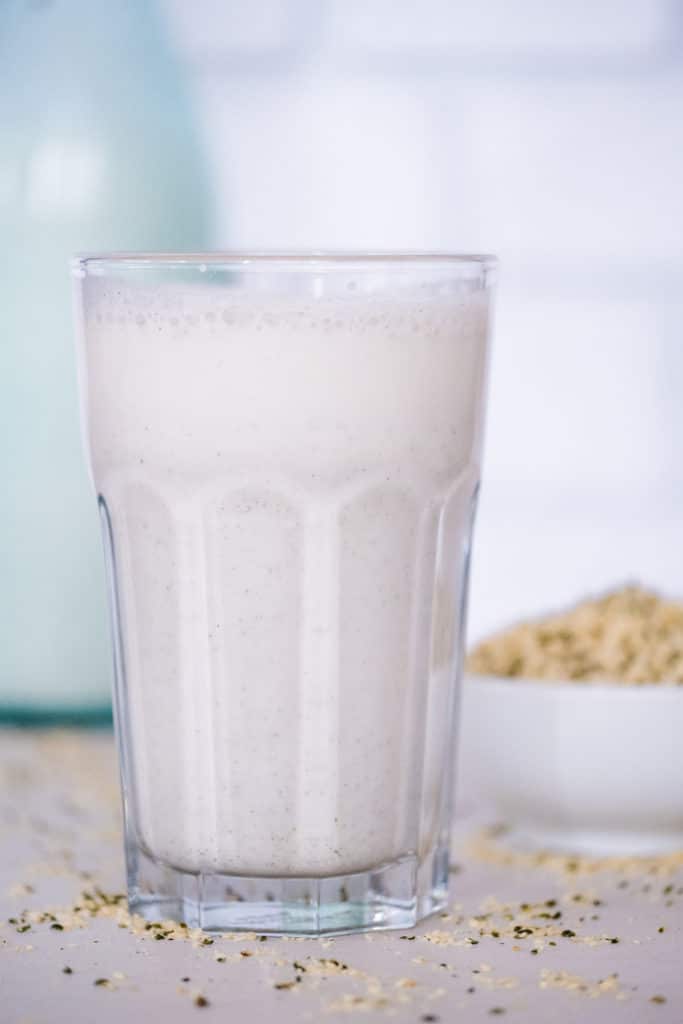 Glass of hemp milk