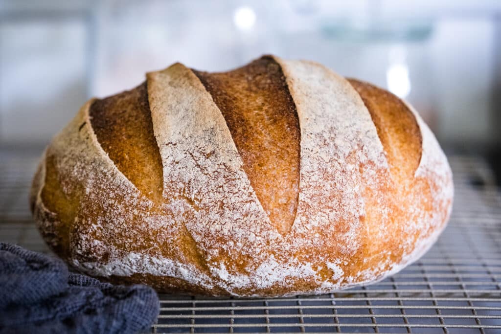 The bread looks beautiful with a nice crust.