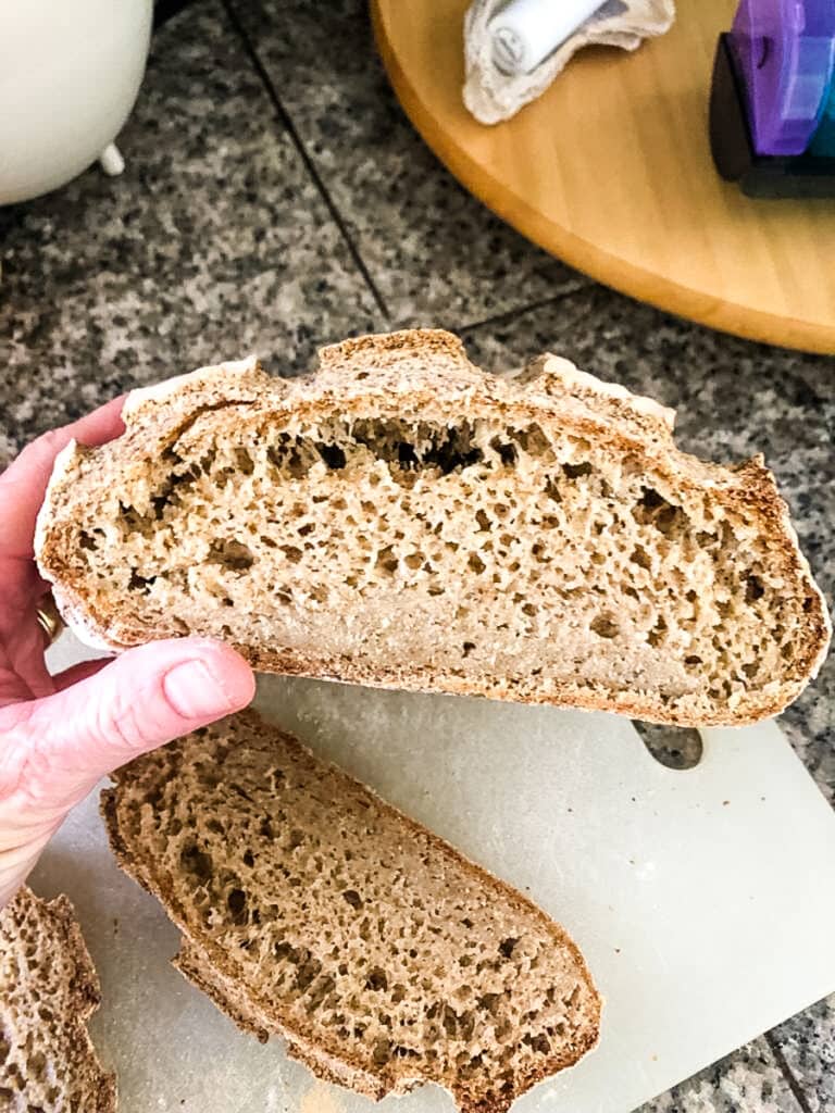 Over-proofed bread (hollow top and doughy bottom)