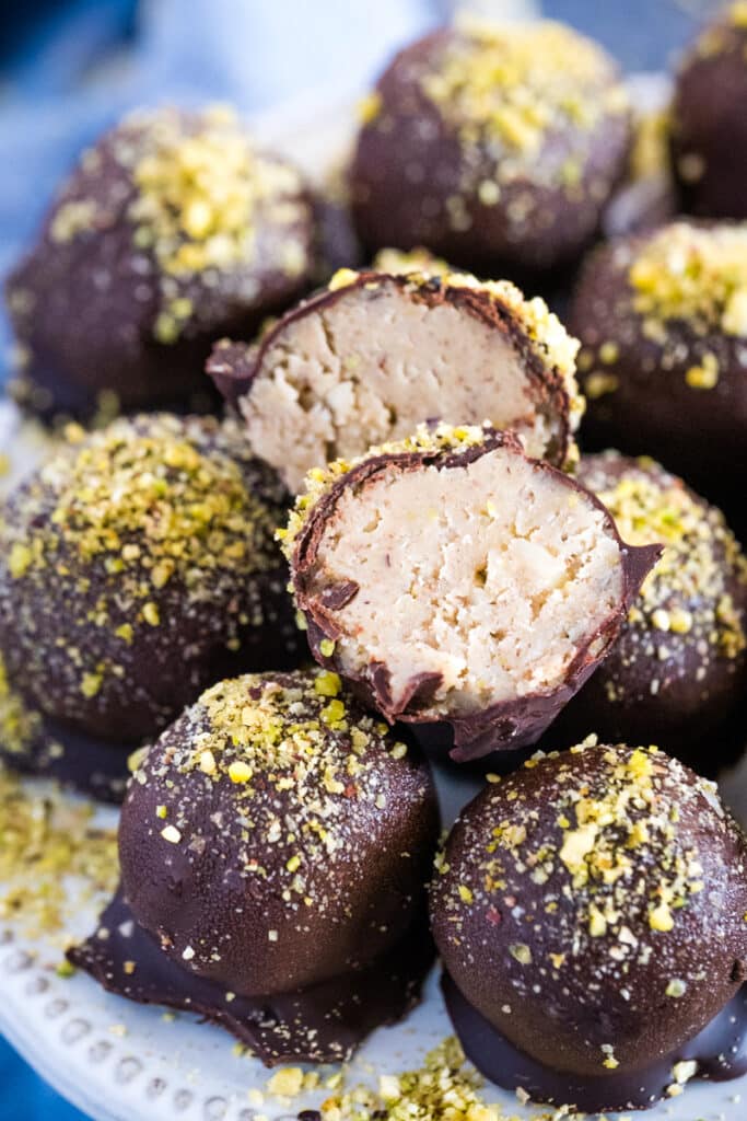 Chocolate-Chestnut Truffles on a serving platter