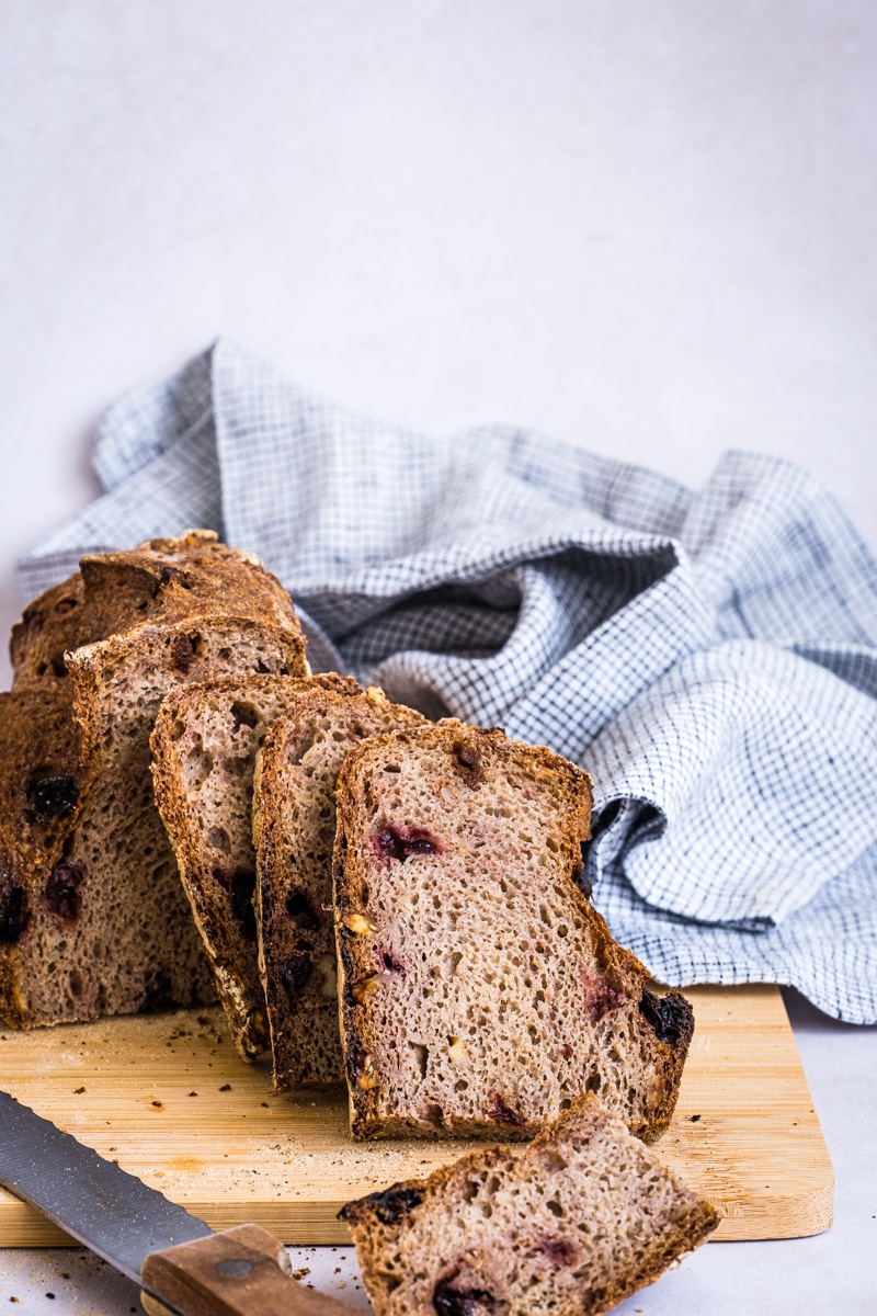 Walnut Cranberry Sourdough Bread (With Teff, Millet, and Flour