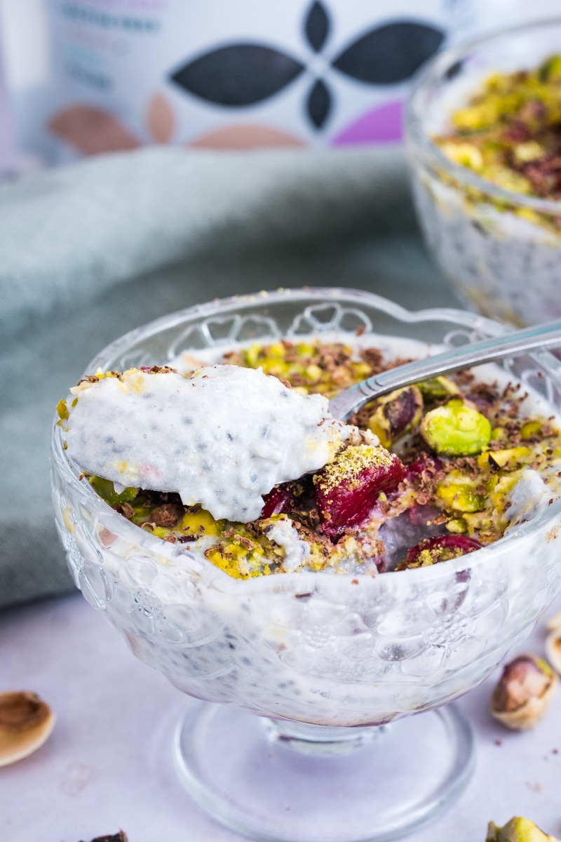 Basil Seed Pudding with Cherries and Pistachios (LectinFree