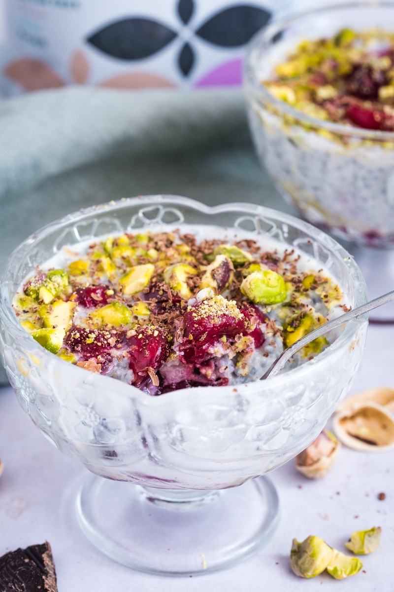 Basil Seed Pudding with Cherries and Pistachios (LectinFree) Creative in My Kitchen