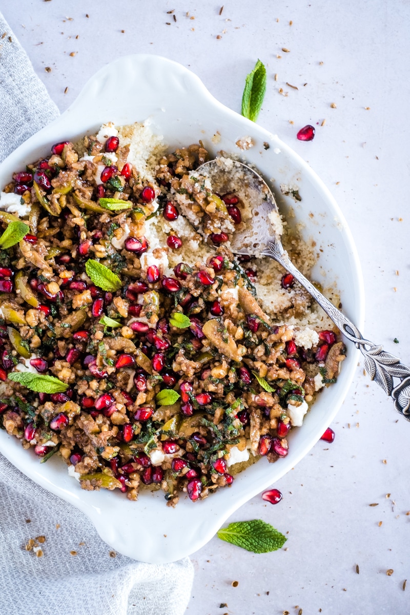 Baked Fonio with Pomegranate and Walnut Salsa - Creative in My Kitchen