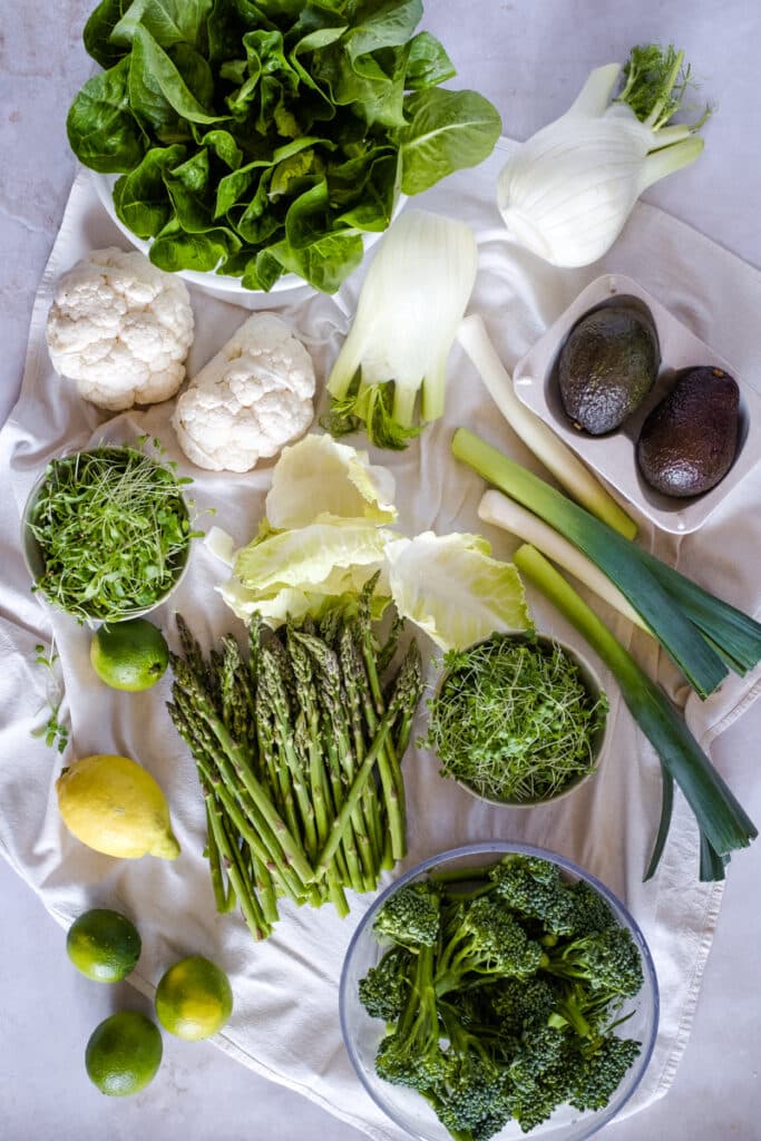 Fresh vegetables on a kitchen towel