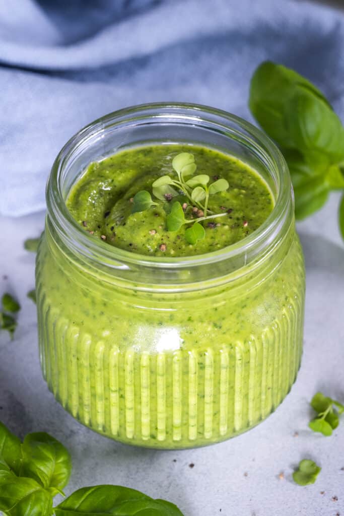 Basil Pesto with Broccoli Microgreens