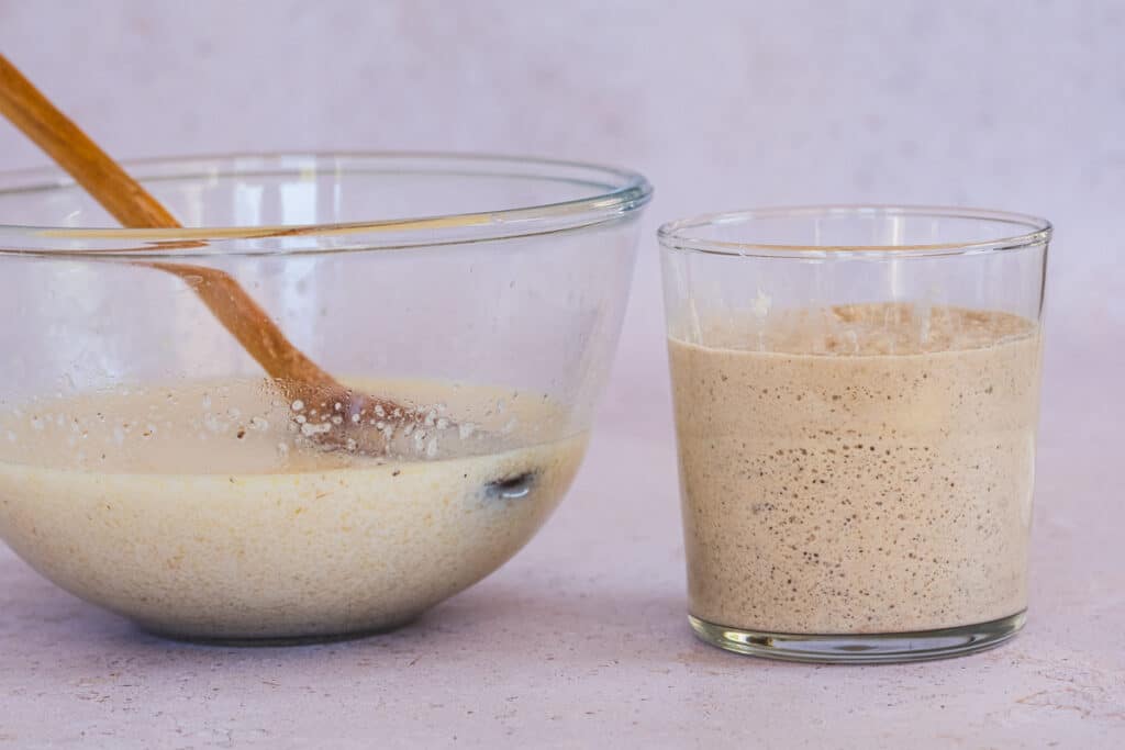This is how the gel and my preferment look just before mixing them.