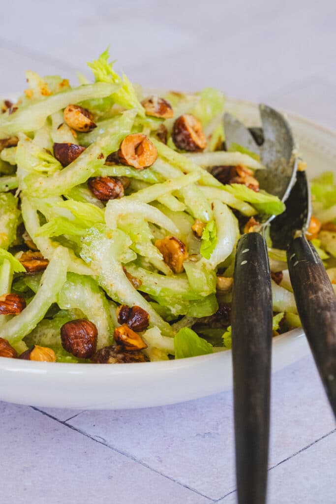 Celery salad served on a plate