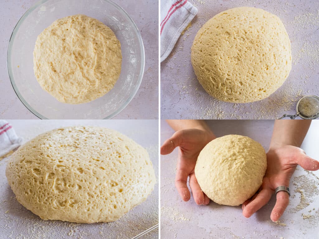 shaping the dough before proofing