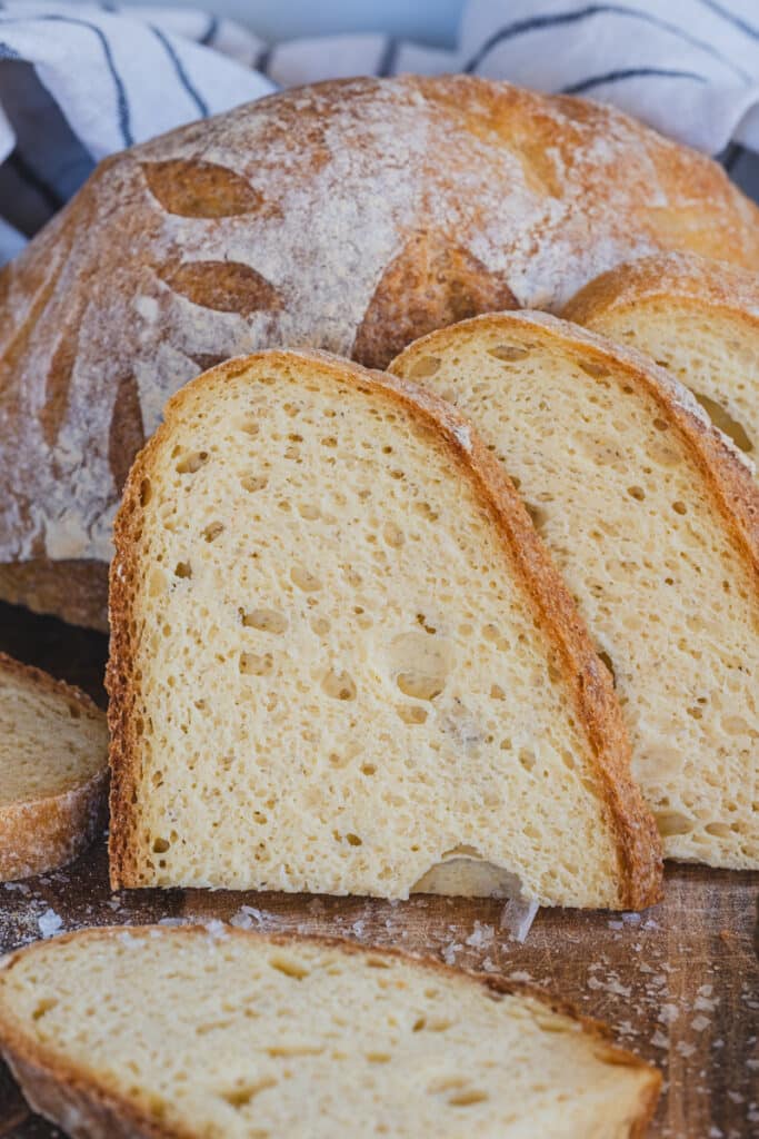 Slices of millet sourdough bread.
