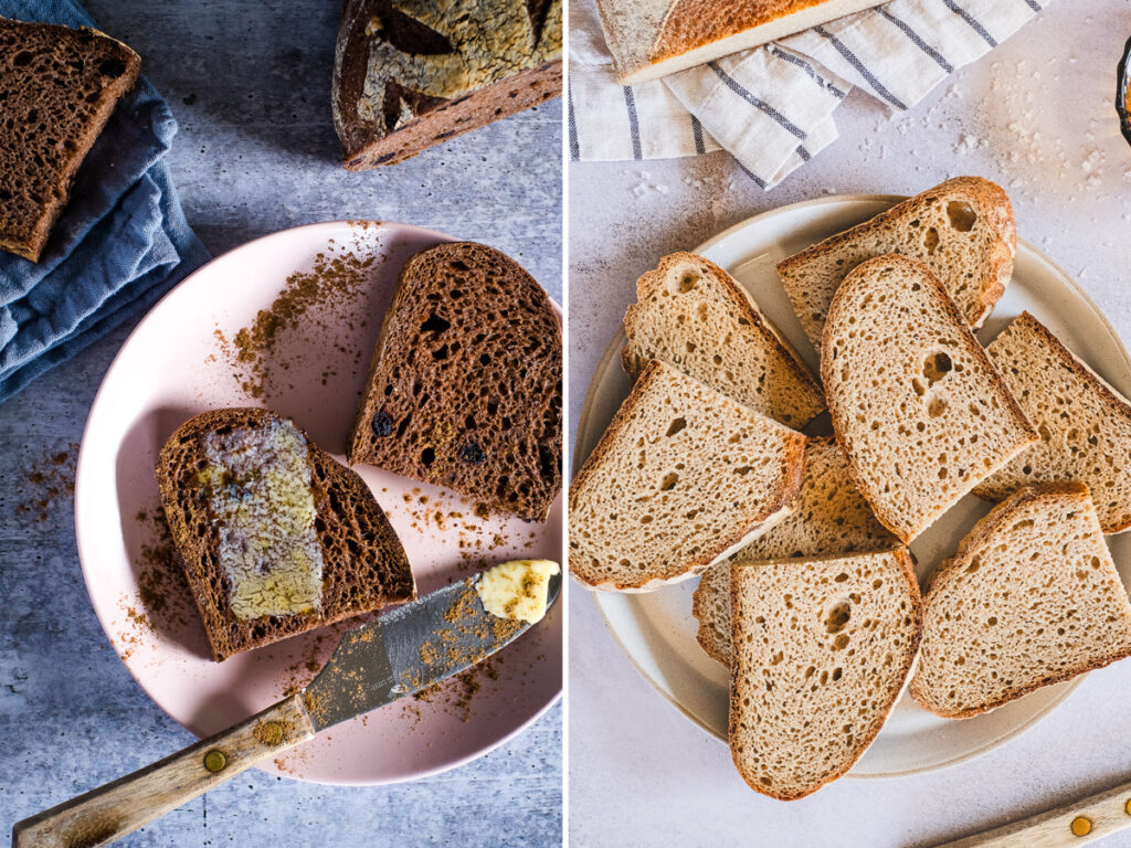 brown teff bread vs. ivory teff bread
