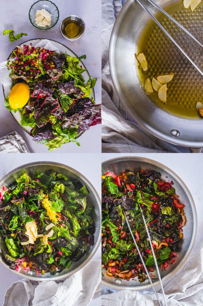how to prepare Swiss chard, photo collage