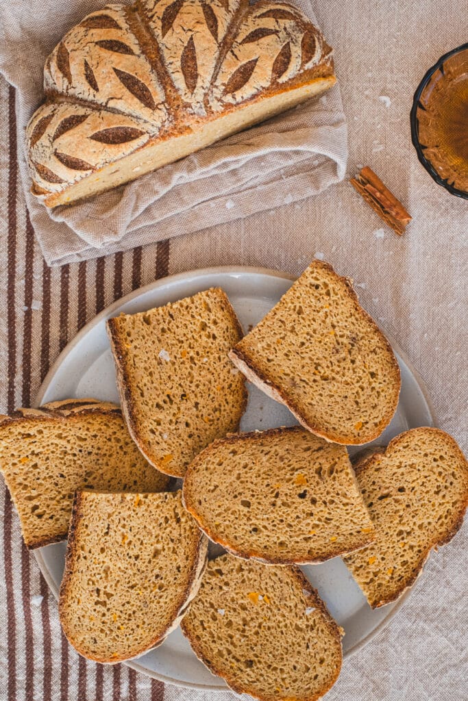 Freshly sliced bread