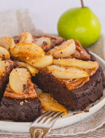 Healthy Sweet Potato Chocolate Cake with Braised Pears
