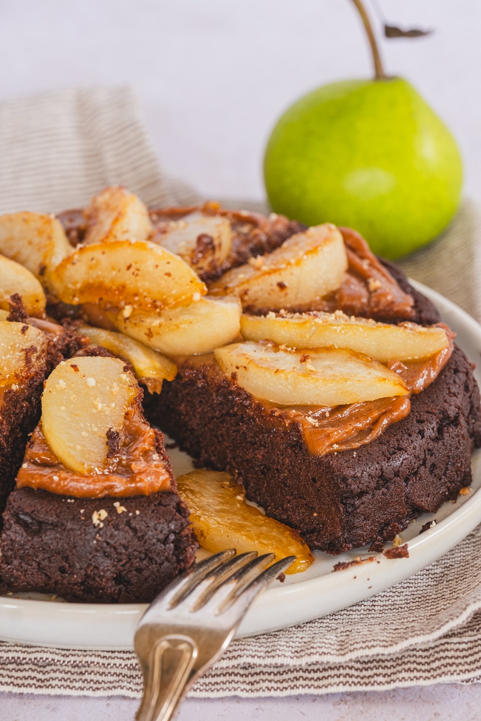 Healthy Sweet Potato Chocolate Cake with Braised Pears