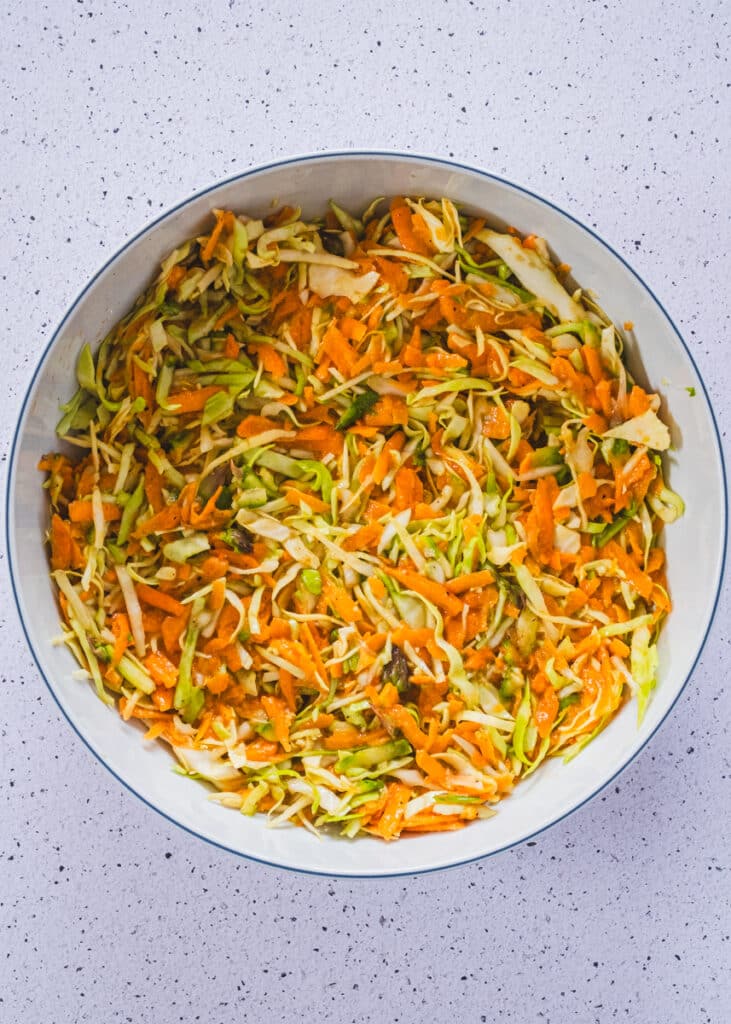 The ingredients in the mixing bowl have been combined.