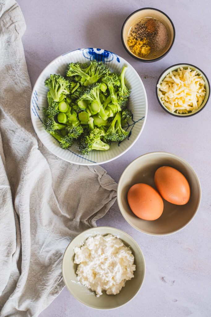 The ingredients for the broccoli flan