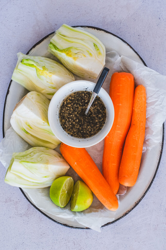 The ingredients for the carrot and fennel salad.